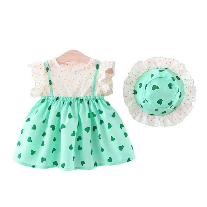 Jewelry WholesaleWholesale Cotton Girls Flower Matching Love Dress With Hat JDC-BC-YiBei001 Baby clothes 熠贝 %variant_option1% %variant_option2% %variant_option3%  Factory Price JoyasDeChina Joyas De China