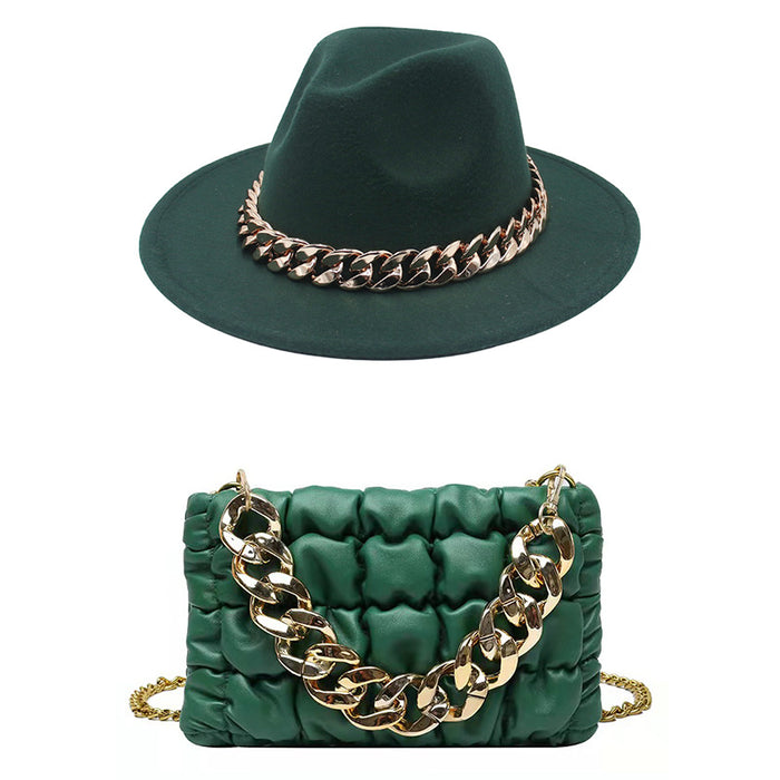 Jewelry WholesaleWholesale Cashmere Acrylic Chain Jazz Cap Leather Bag Set JDC-FH-HanDi001 Fashionhat 汉迪 %variant_option1% %variant_option2% %variant_option3%  Factory Price JoyasDeChina Joyas De China