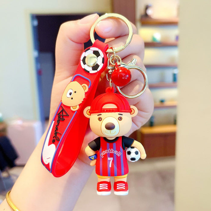 Wholesale Keychains For Backpacks holding ball cartoon bear cute doll car key chain MOQ≥2 JDC-KC-GHui019