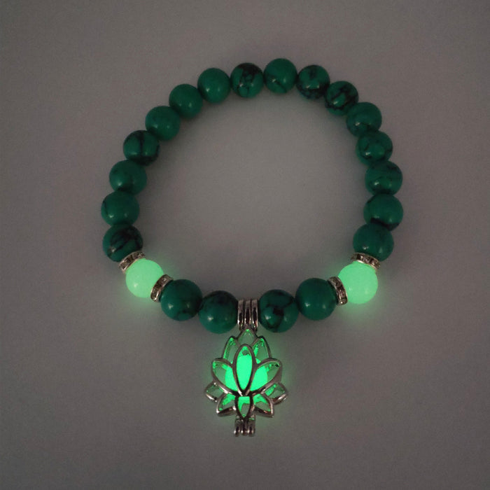 Wholesale Turquoise Bead Bracelet Energy Glowing Lotus Stretch Beads JDC-BT-ZhongY001