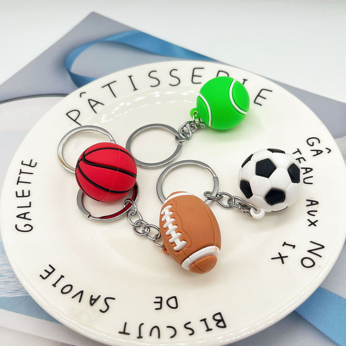 Wholesale Keychains For Backpacks PVC Football Key Chain Basketball Tennis Rugby MOQ≥5 JDC-KC-YY020