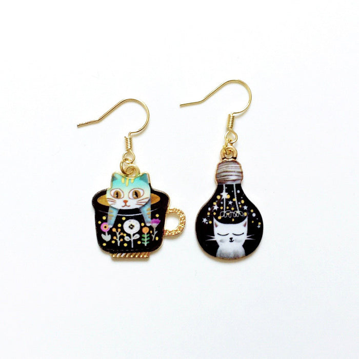 Wholesale Earrings Alloy Ceramic Cat Stud Earrings MOQ≥10 JDC-ES-Lxx002