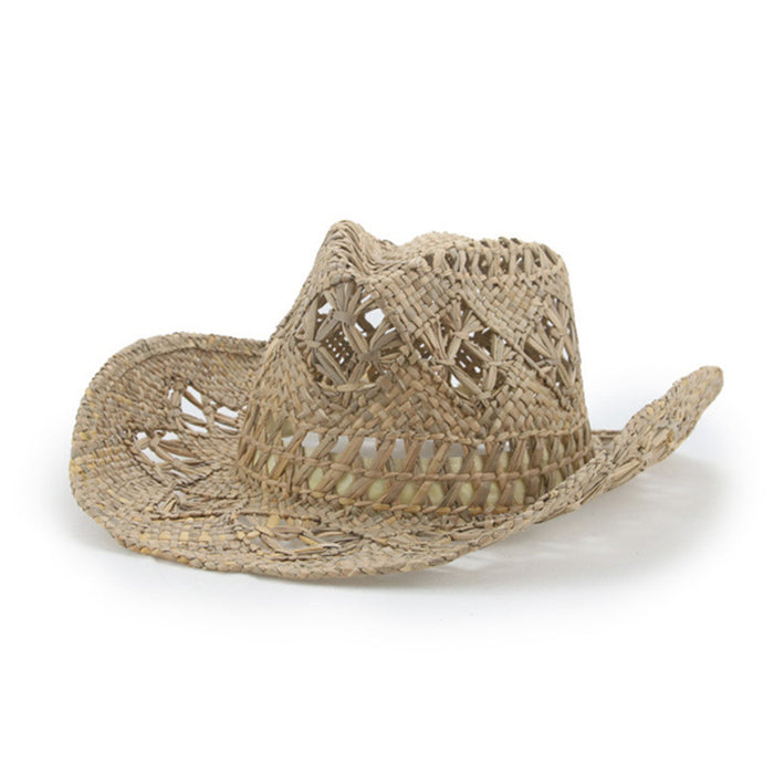 Jewelry WholesaleWholesale Roll-brimmed Malan Straw Hat Hollow Ethnic Cowboy Hat JDC-FH-Guanchuan012 Fashionhat 冠川 %variant_option1% %variant_option2% %variant_option3%  Factory Price JoyasDeChina Joyas De China