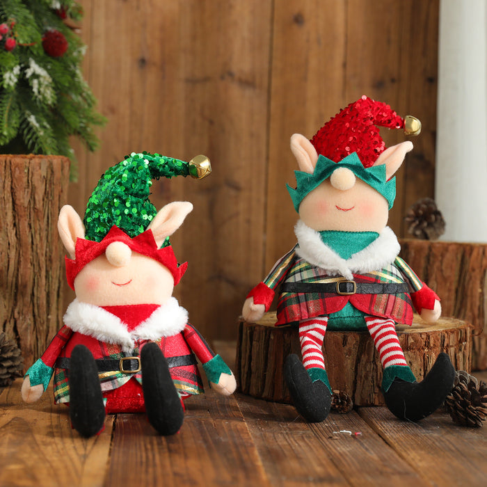 Wholesale Ornaments Cloth Christmas Elf Long Legged Doll MOQ≥2 JDC-OS-QuY008