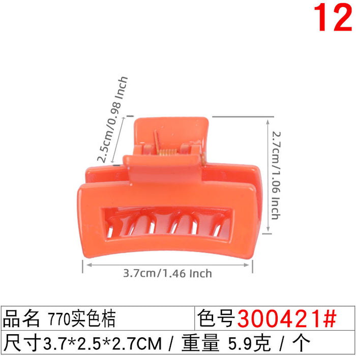 Wholesale Simple 4cm Color Frosted PC Material Square Hollow Grab Clip JDC-HC-Liuyi006