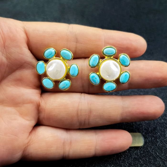 Wholesale Alloy Pearl Turquoise Earrings MOQ≥2 JDC-ES-JYS023