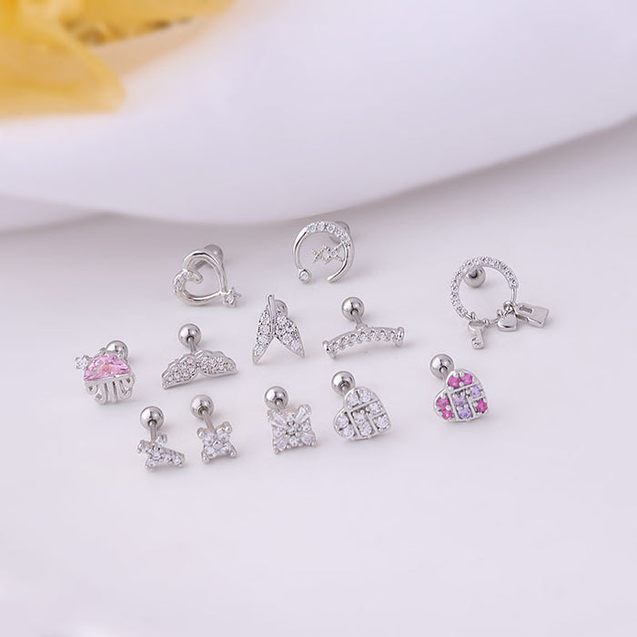 Jewelry WholesaleWholesale micro-zircon stainless steel thin rod piercing stud earrings MOQ≥2 JDC-ES-Henst006 Piercings 亨森 %variant_option1% %variant_option2% %variant_option3%  Factory Price JoyasDeChina Joyas De China