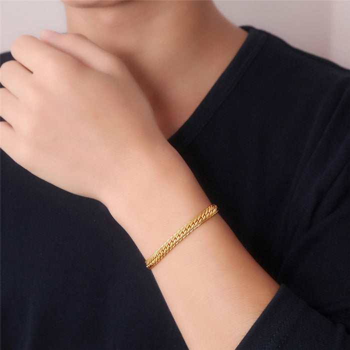 Wholesale 18K Gold Plated Thick Flat Snake Chain Men's Bracelet JDC-BT-TianM002