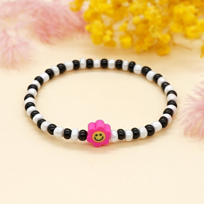 Wholesale Rice Beads Bohemian Soft Pottery Smiley Bracelet JDC-BT-KuangD003