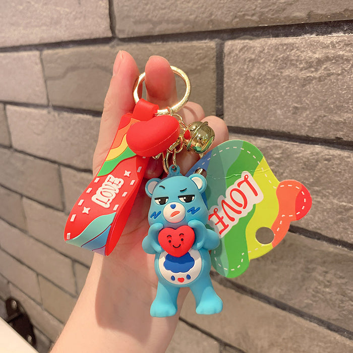 Wholesale Cartoon PVC Silicone Rainbow Bear Keychain (M) JDC-KC-JCai024