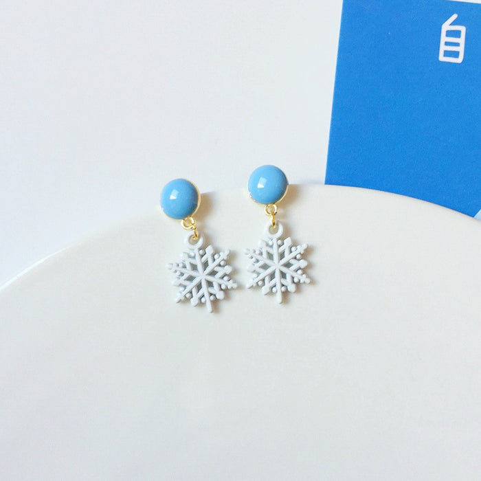 Wholesale Elk Snowflake Metal Silver Stud Earrings MOQ≥2 JDC-ES-Lexx002