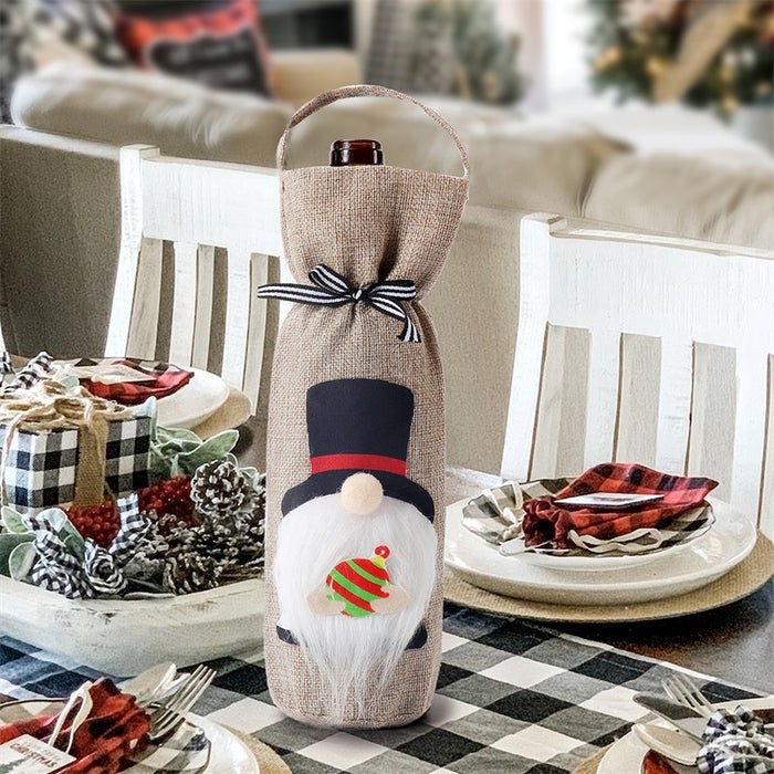 Wholesale Decorative Fabric Christmas Faceless Old Man Portable Wine Bottle Cover JDC-DCN-TeW001