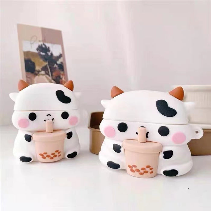 Wholesale Headphone Case Silicone Cute Milk Tea Cow Protective Cover JDC-EPC-YQB004