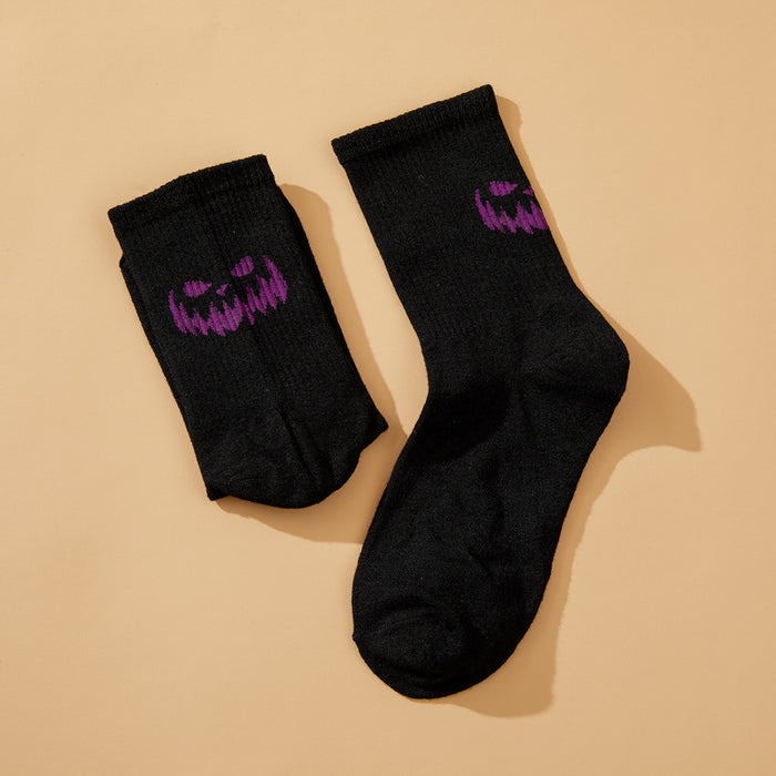 Wholesale Socks Chemical Fiber Halloween Funny Pumpkin Face Grimace JDC-SK-DRan001