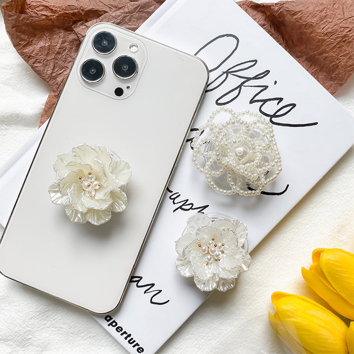 Wholesale Grips Rose Flower Pearl Phone Holder Mobile Phone Holder JDC-PS-Baiying004