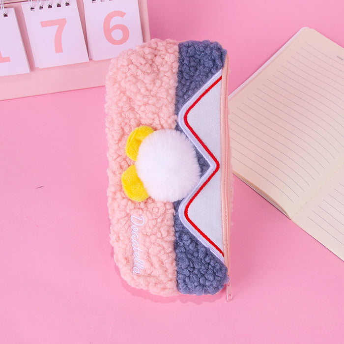 Wholesale pencil case velvet cute pompom coin purse stationery bag girl student stationery pencil bag storage MOQ≥2 JDC-PC-QHJ002