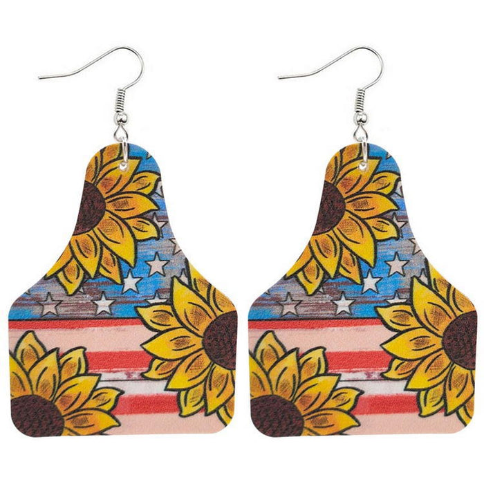 Wholesale 4th of July Independence Day Earrings PU Leather Earrings JDC-ES-KDL003