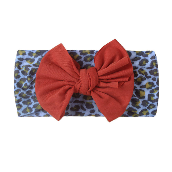 Wholesale leopard print solid color bow nylon bandana baby sweatband JDC-HD-ML030