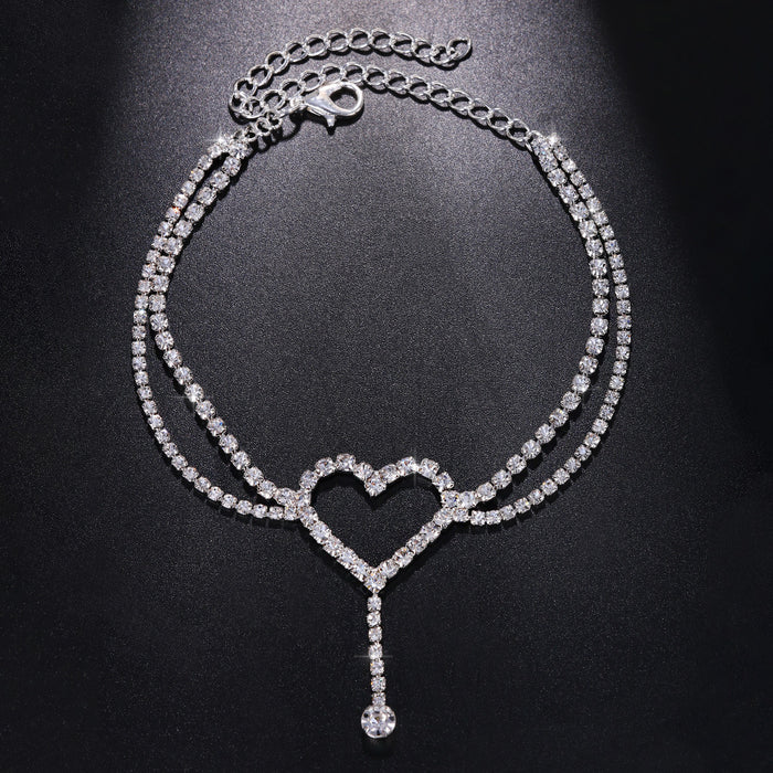 Wholesale Beach Diamond Anklet Rhinestone Love JDC-AS-Xins029