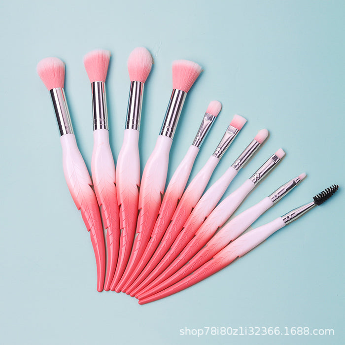 Wholesale Gradient Feather Nylon Plastic Makeup Brush Set JDC-MB-YiM004