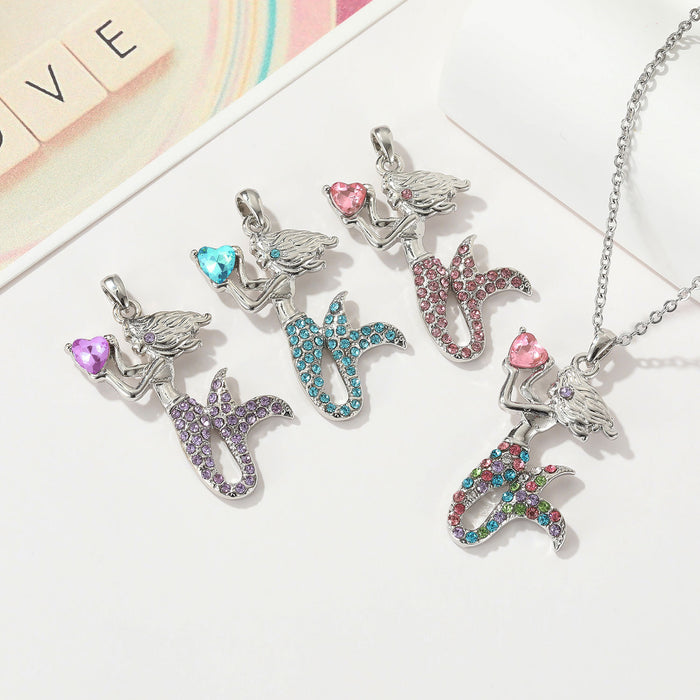 Wholesale ins new jewelry colorful mermaid necklace pendant MOQ≥2 JDC-NE-maida002