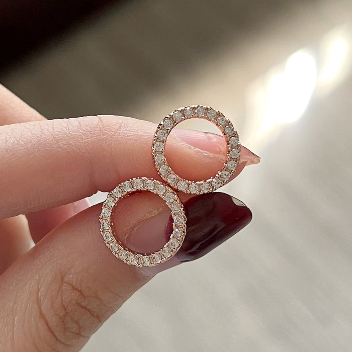 Wholesale Earrings Copper Openwork Circle Zircon MOQ≥2 JDC-ES-PREMCAOS016