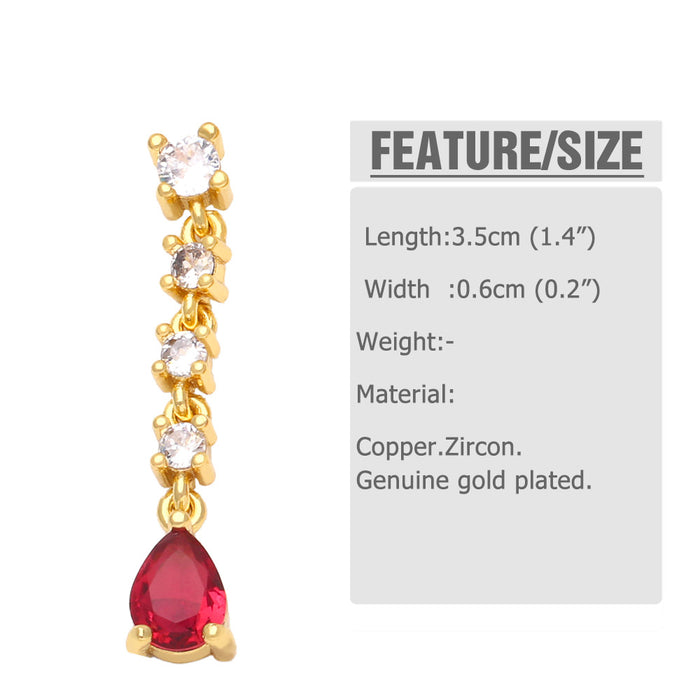 Wholesale Earrings Copper Plated 18K Gold Zircon Tassel Color JDC-PREMAS-ES-005