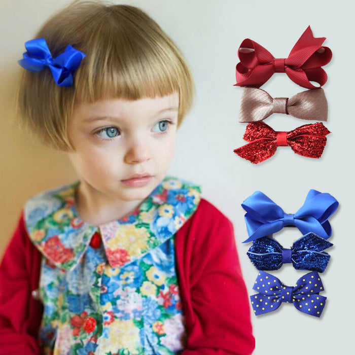 Wholesale Hair Clips Cloth Kids Bow 3pcs/set MOQ≥2 JDC-HC-YiS004