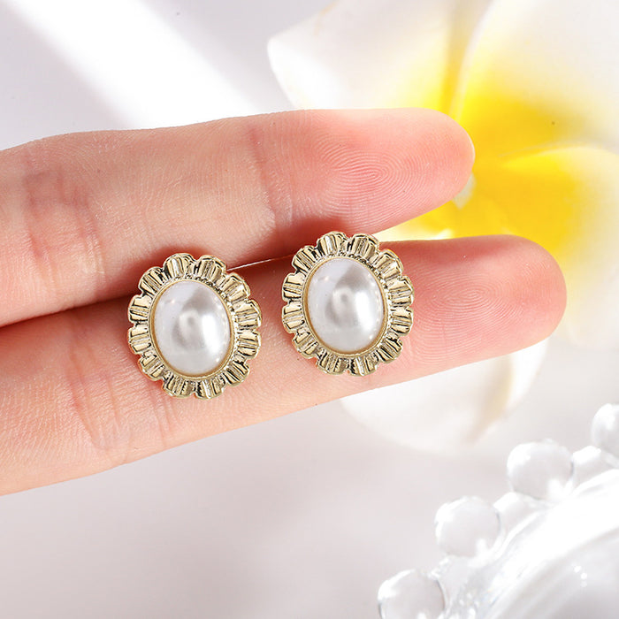 Wholesale Pearl Stud Earrings Small Fresh Flower Earrings Sterling Silver Needle JDC-ES-lianxin009