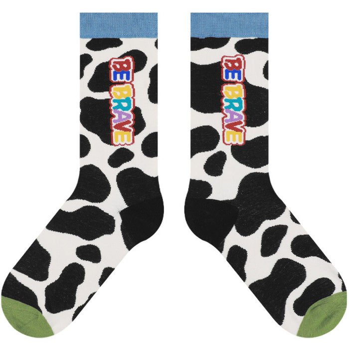 Wholesale Socks Cotton Cows Spotted Cartoon Cute MOQ≥3 JDC-SK-XunaH001