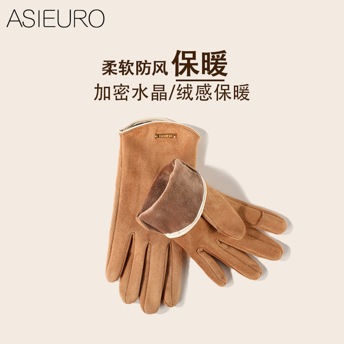 Wholesale Gloves Suede Cute Winter Thin Velvet Touch Screen MOQ≥2 JDC-GS-YiL003