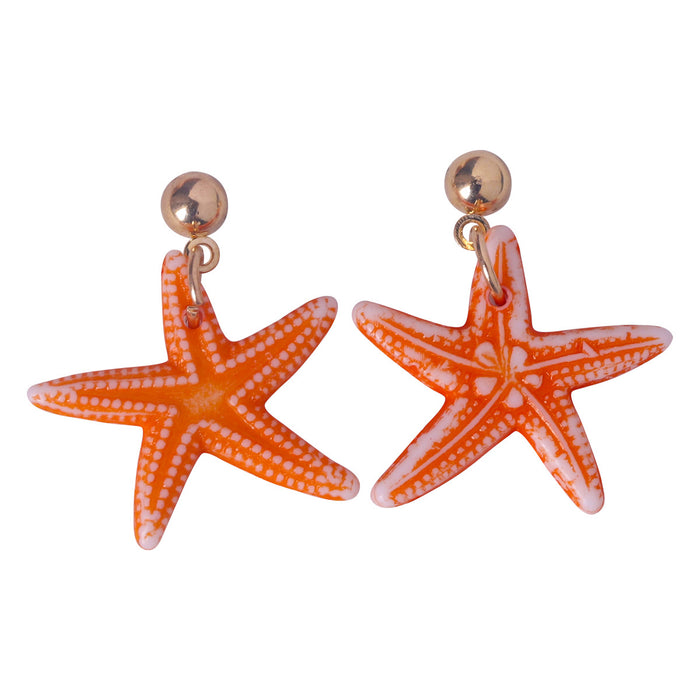 Wholesale Earrings Resin Cute Stereoscopic Starfish JDC-ES-SHIYU007