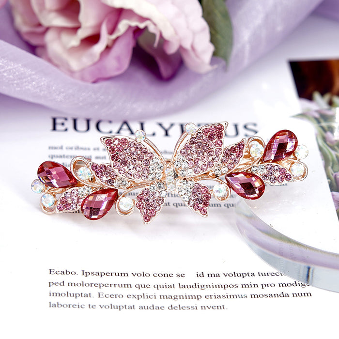 Wholesale Hair Clips Alloy Rhinestone Crystal Butterfly Spring Clip MOQ≥2 JDC-HC-HG011