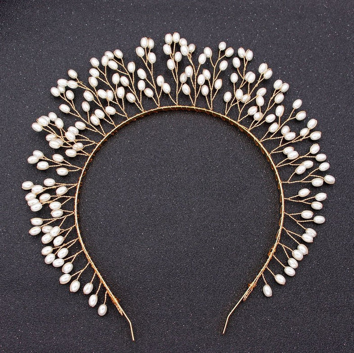 Wholesale Pearl Erection Crown Handmade Bridesmaid Crown MOQ≥2 JDC-HD-DengH005