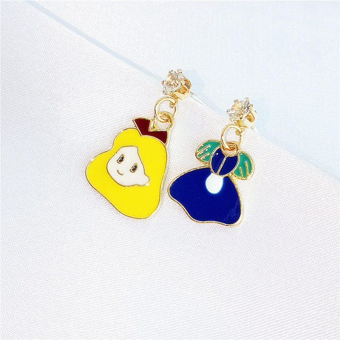 Jewelry WholesaleWholesale S925 Silver Needle Drip Oil Little Girl Asymmetric Stud Earrings (M) JDC-ES-YKT004 Earrings 艺凯特 %variant_option1% %variant_option2% %variant_option3%  Factory Price JoyasDeChina Joyas De China