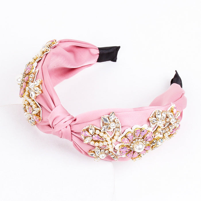 Wholesale art flower embroidery crystal headband JDC-HD-ZXI007