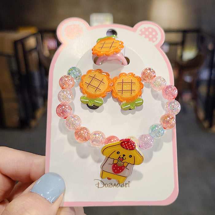 Wholesalee Girls Jewelry Set Children's Bracelet Baby Ear Clip Cartoon Gift MOQ≥5 JDC-ES-Nimei001