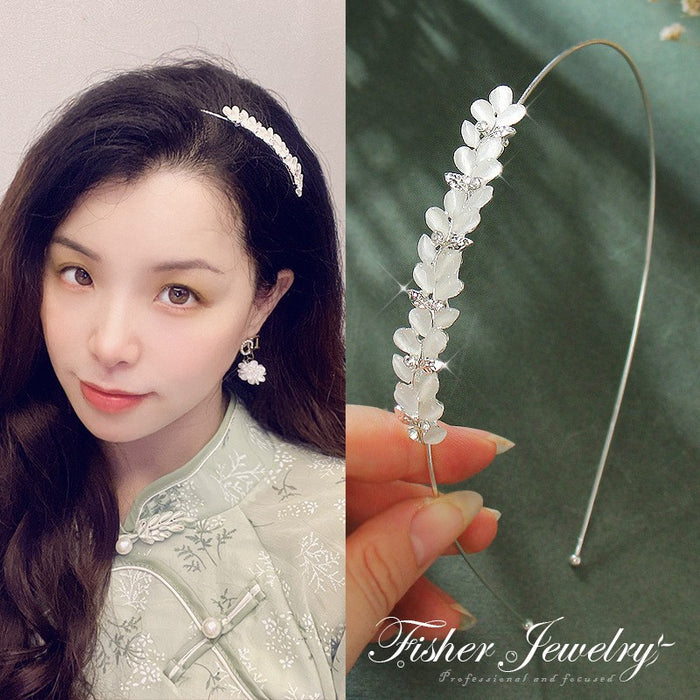 Wholesale Headband Rhinestone Imitation Pearl Opal Alloy JDC-HD-FSE002