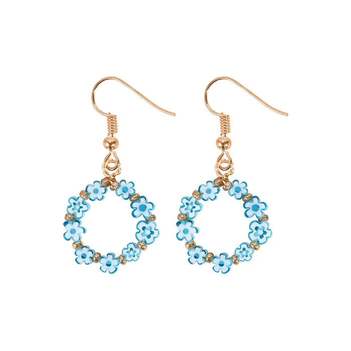 Wholesale Ethnic Style Mini Glass Small Flower Earrings JDC-ES- zhongyi015