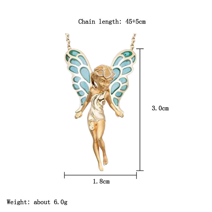 Wholesale Alloy Fashion Temperament Butterfly Fairy Necklace MOQ≥2 JDC-NE-XunO024