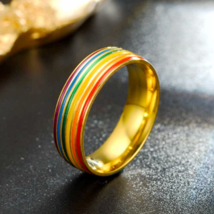 Jewelry WholesaleWholesale LGBT Pride Day Titanium Steel Couple Rings JDC-RS-Dingc022 Rings 顶潮 %variant_option1% %variant_option2% %variant_option3%  Factory Price JoyasDeChina Joyas De China