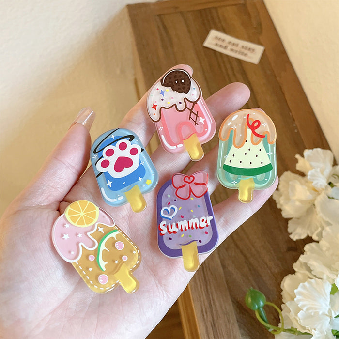 Wholesale hairpin clip acrylic ice cream childlike cartoon MOQ≥2 JDC-HC-WangFeng002