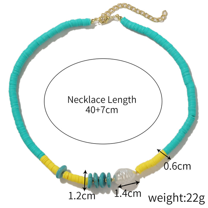 Wholesale summer ins style colored soft ceramic necklace JDC-NE-JiaYi002