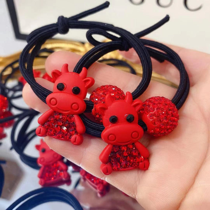 Wholesale Red Fu Niu Hair Rope Cute Cartoon Hair Accessories JDC-HS-NImeng001