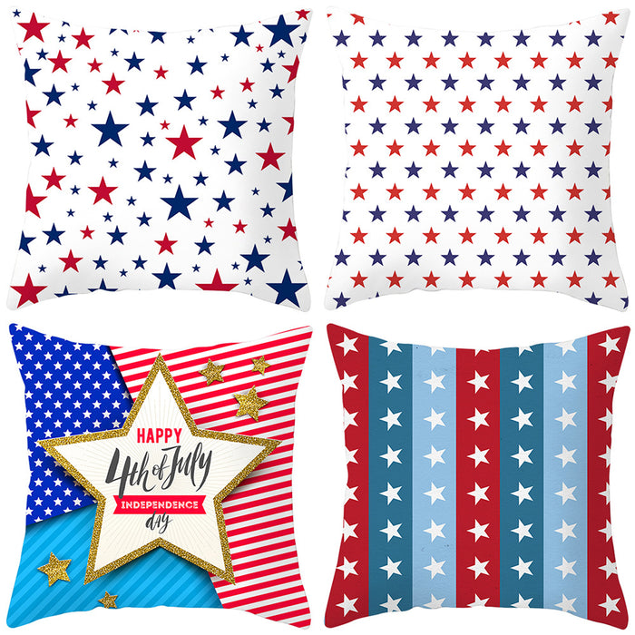 Wholesale 4th of July Independence Day Pillowcase Peach Skin Print MOQ≥2 JDC-PW-Jinze001