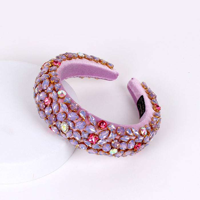 Wholesale Rhinestone Headband Thick Sponge Heavy Industry Crystal Glass Headband JDC-HD-ZXI006