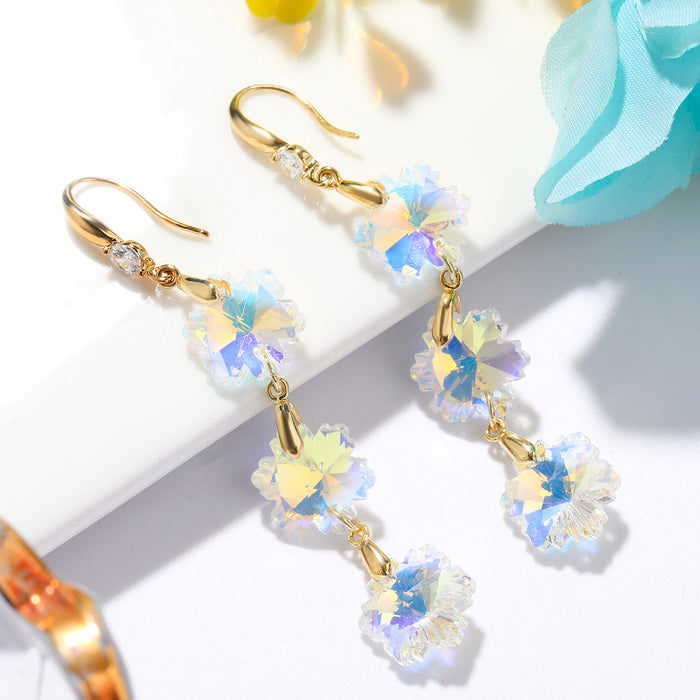 Wholesale Long Colorful Flower Heart Crystal Earrings JDC-ES-JiaYi001