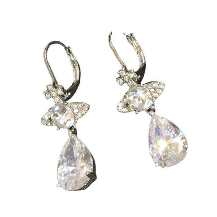 Jewelry WholesaleWholesale  Vivianne WESTWOOK  Saturn Planet shape diamond-encrusted zircon earrings JDC-ES-LuoE005 Earrings 珞儿 %variant_option1% %variant_option2% %variant_option3%  Factory Price JoyasDeChina Joyas De China