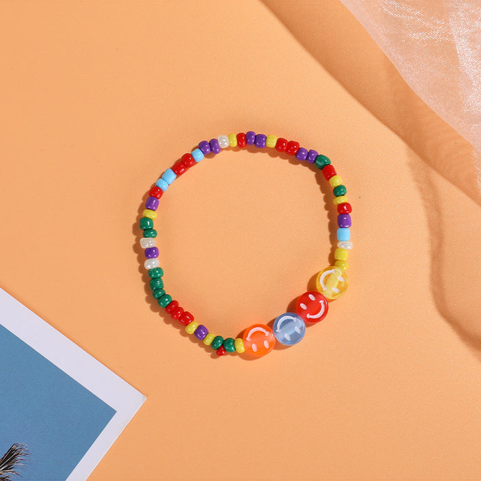 Wholesale Cartoon Smiley Beaded Bracelet Cute Colored Rice Beads JDC-BT-ZengZ012