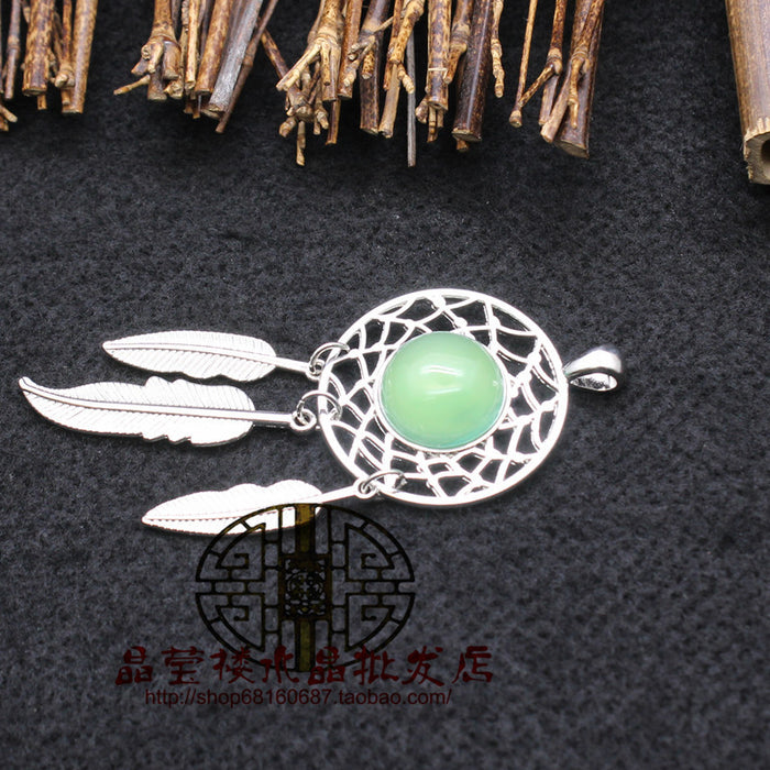 Wholesale Necklace Green Onyx Dream Catcher Pendant JDC-NE-Jinshe006